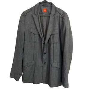 44R Hugo Boss Orange Men’s Jacket Gray Wool Blend Military Hunting Pockets NICE